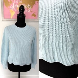 Bp Blue Knit Crop Sweater (XXS)